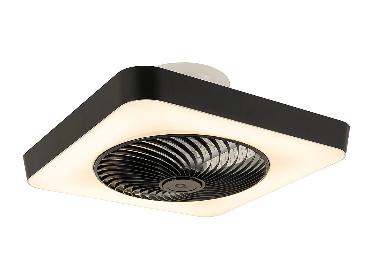 Ventilateur de plafond intelligent carré noir avec LED dimmable - Climo