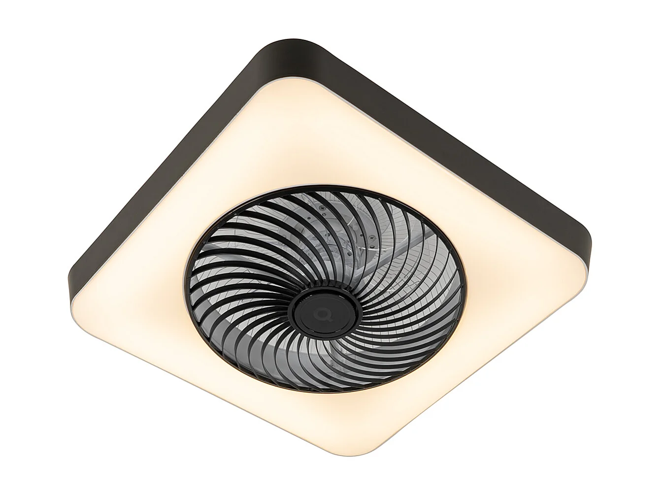 Ventilateur de plafond intelligent carré noir avec LED dimmable - Climo