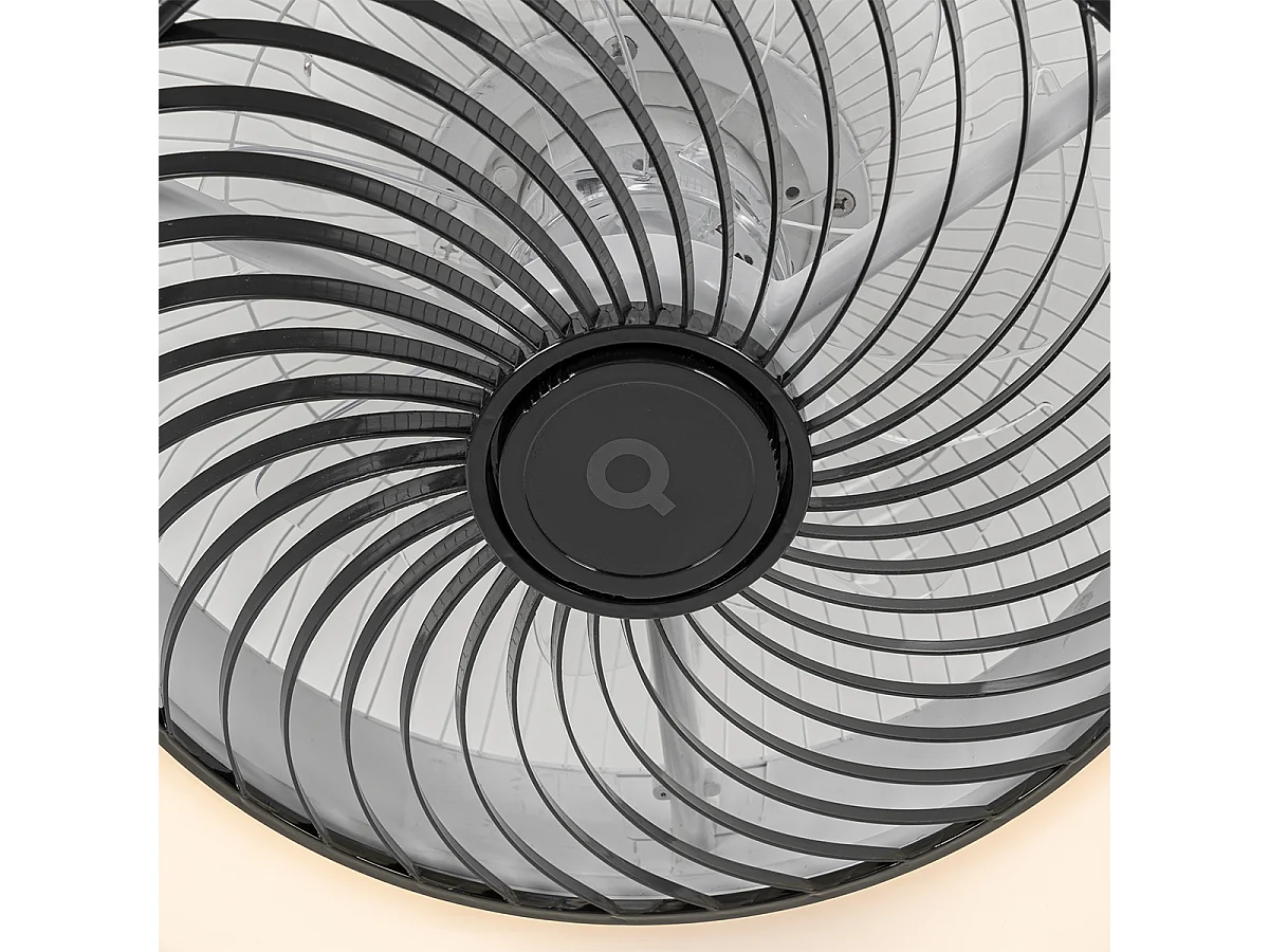 Ventilateur de plafond intelligent carré noir avec LED dimmable - Climo