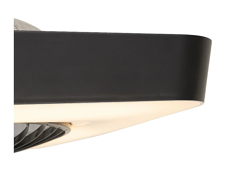 Ventilateur de plafond intelligent carré noir avec LED dimmable - Climo