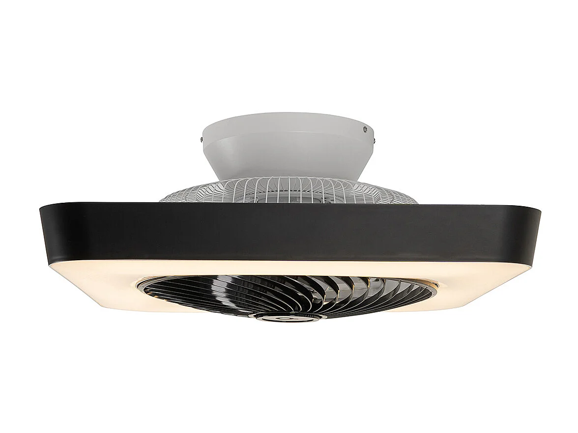 Ventilateur de plafond intelligent carré noir avec LED dimmable - Climo