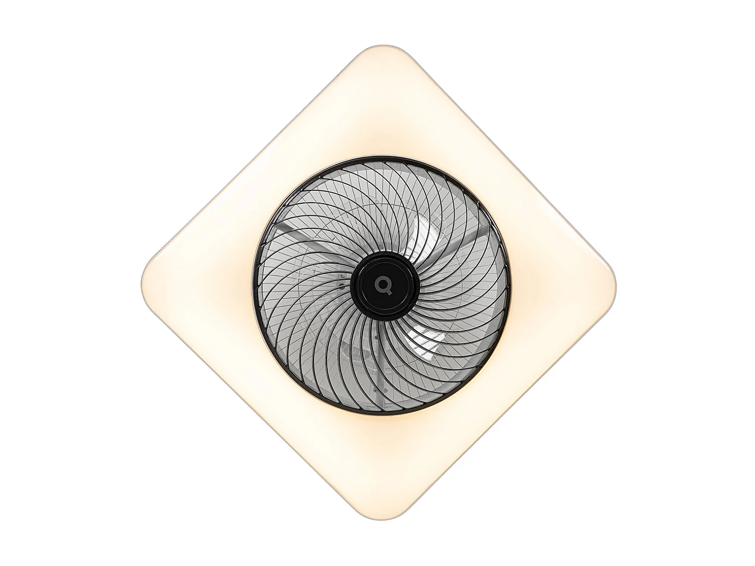 Ventilateur de plafond intelligent carré noir avec LED dimmable - Climo