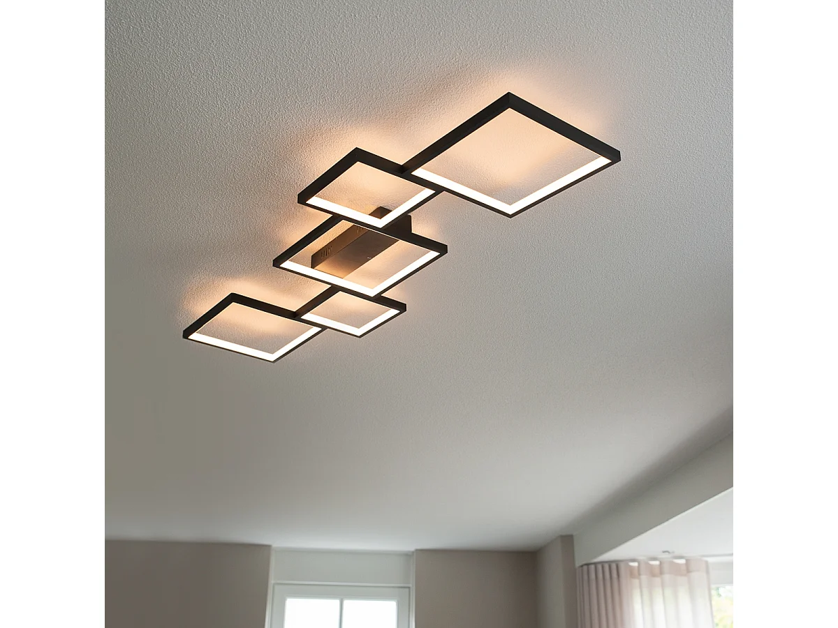 Plafonnier noir avec LED 3 niveaux de luminosité 5 lumières - Lejo