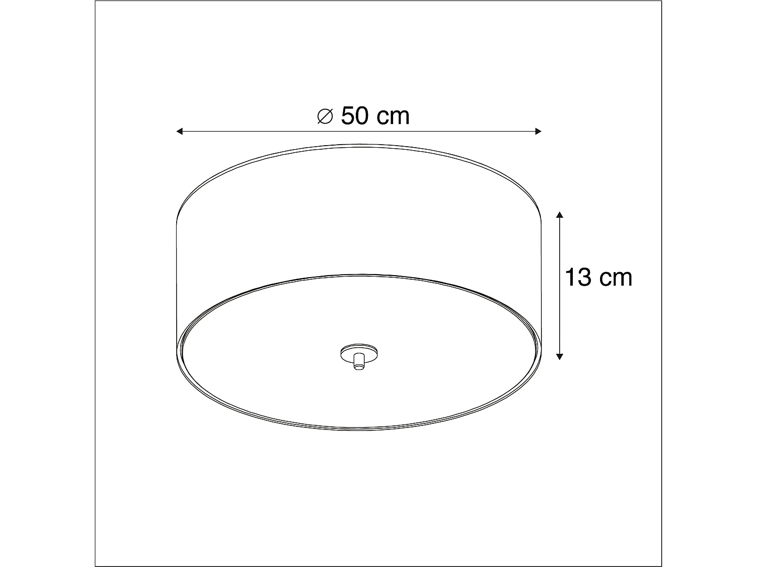 Plafonnier rond rustique taupe 50 cm - Drum Jute