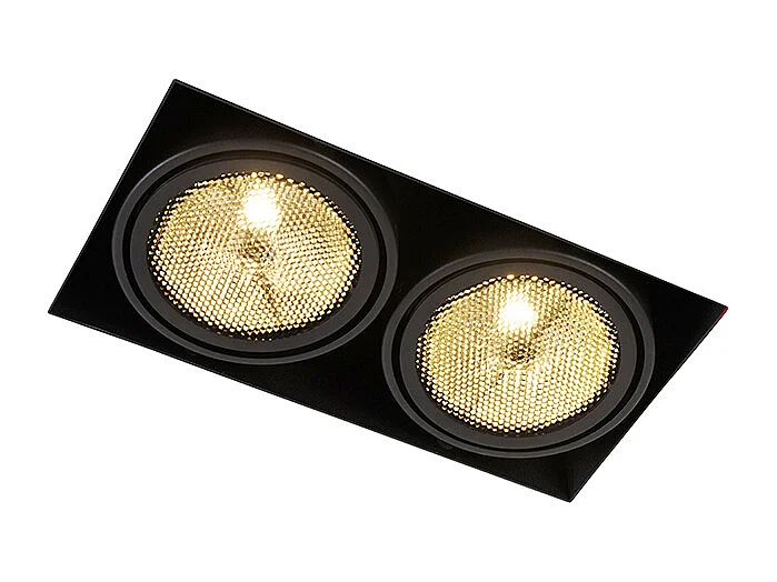 Spot encastré noir GU10 AR111 sans bordure 2 lumières - Oneon Honey