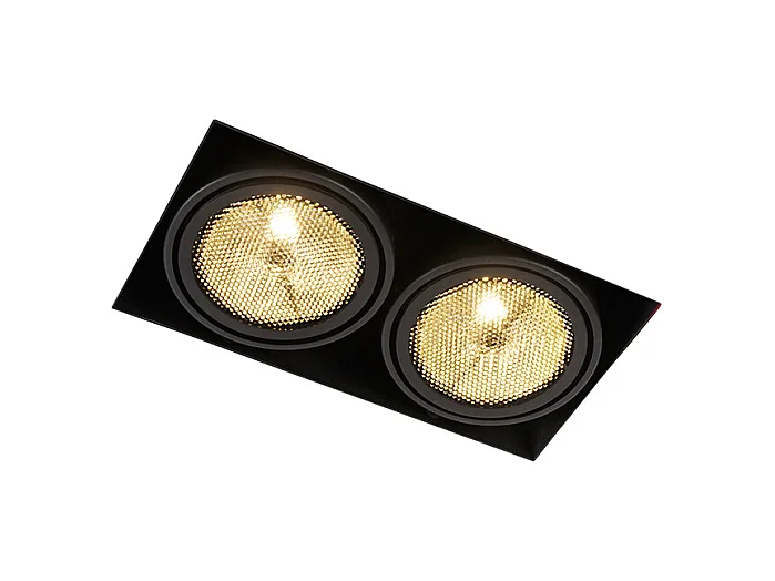 Spot encastré noir GU10 AR111 sans bordure 2 lumières - Oneon Honey
