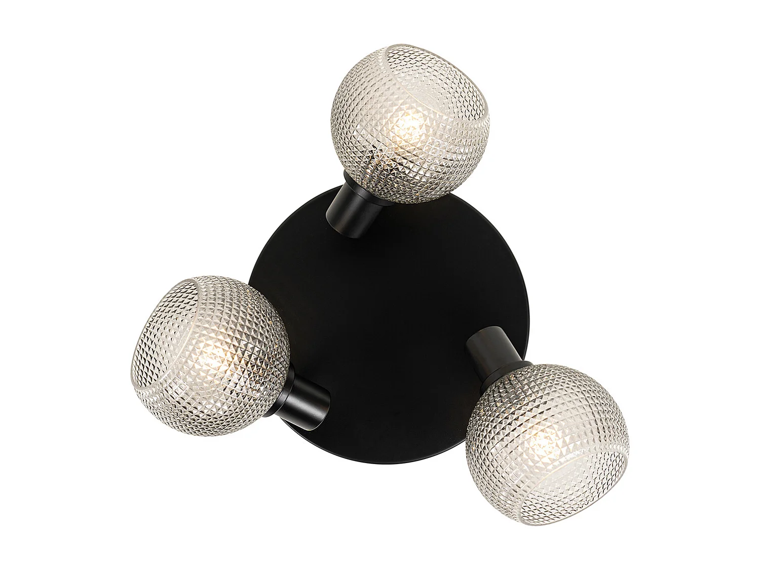 Spot design noir avec verre fumé 3 lumières rond - Chico