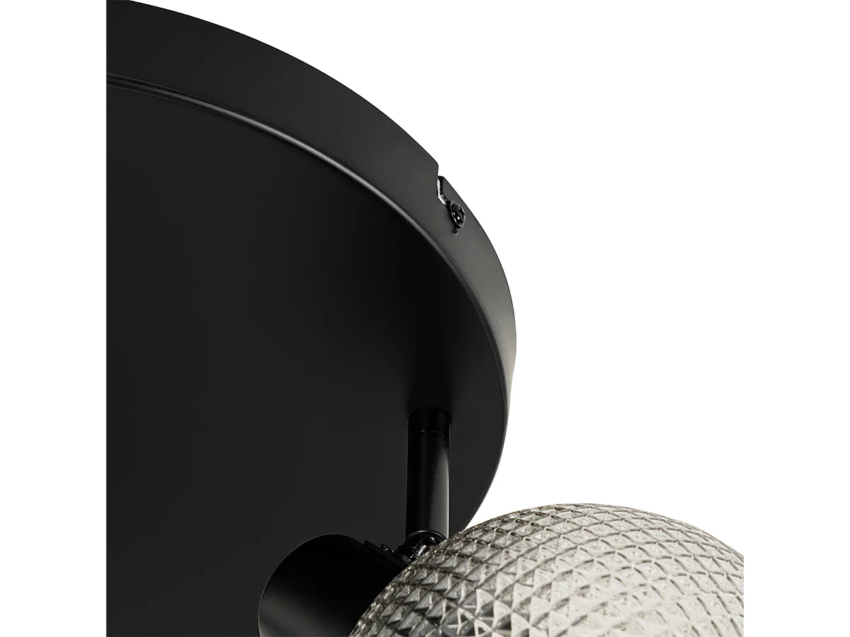 Spot design noir avec verre fumé 3 lumières rond - Chico