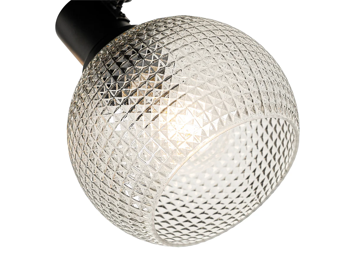 Spot design noir avec verre fumé 3 lumières rond - Chico