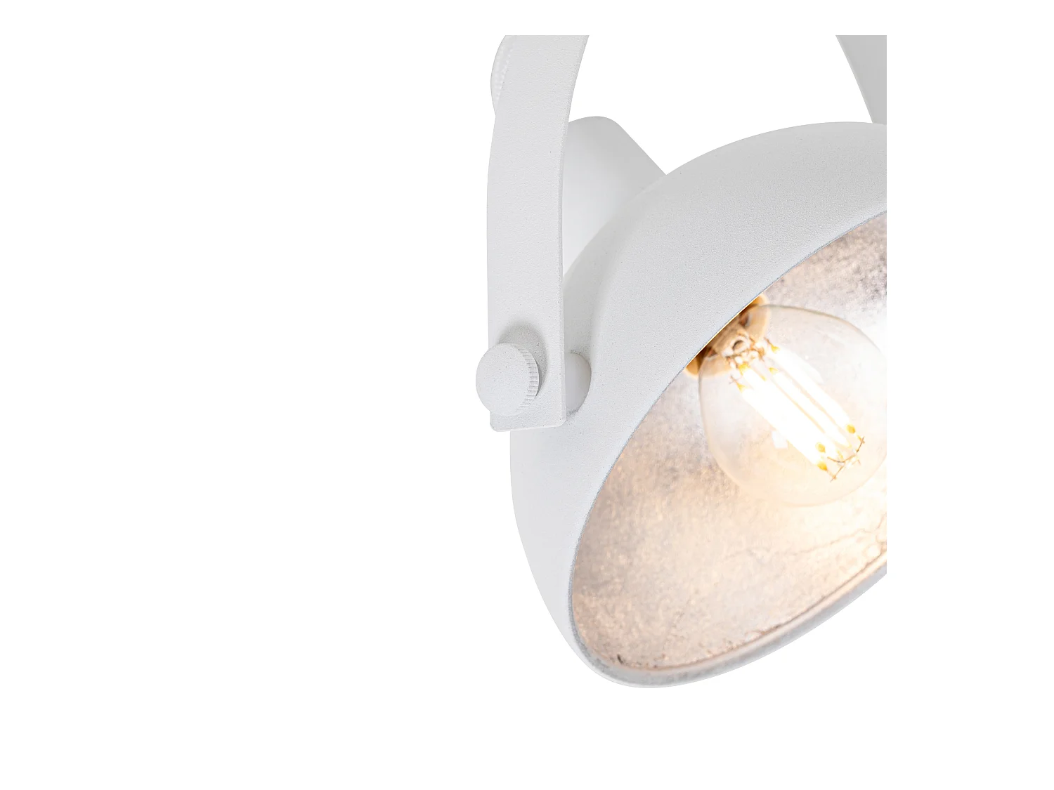 Plafonnier industriel blanc argent 2 lumières orientable - Magnax