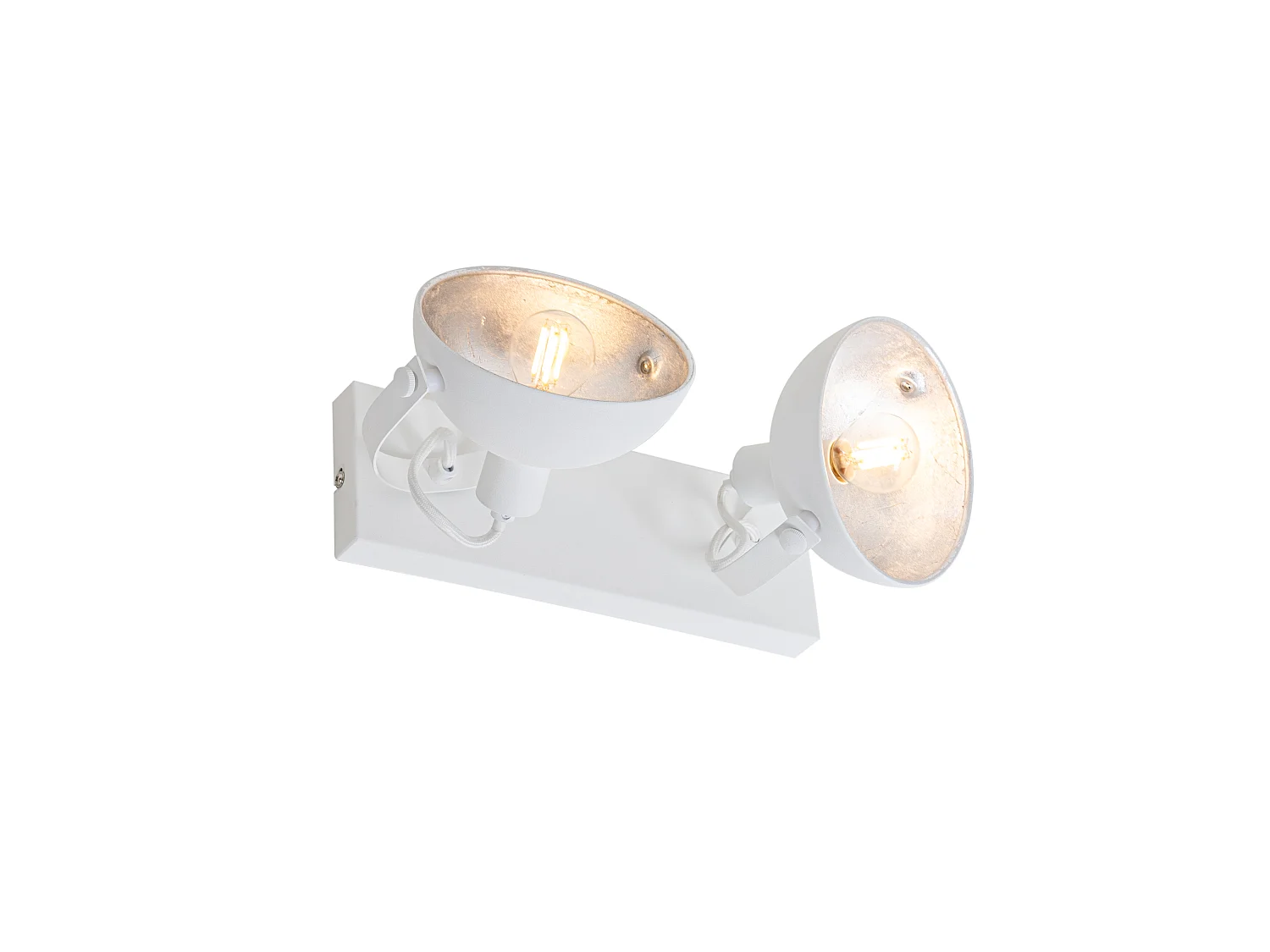 Plafonnier industriel blanc avec argent 2 lumières orientables - Magnax