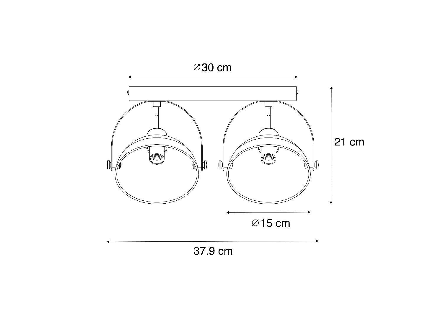 Plafonnier industriel blanc avec argent 2 lumières orientables - Magnax