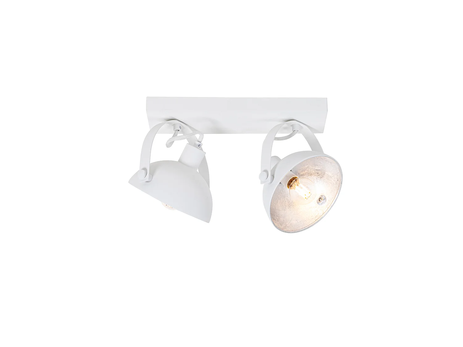 Plafonnier industriel blanc avec argent 2 lumières orientables - Magnax