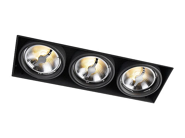 Spot encastré noir AR111 sans bordure 3 lumières - Oneon