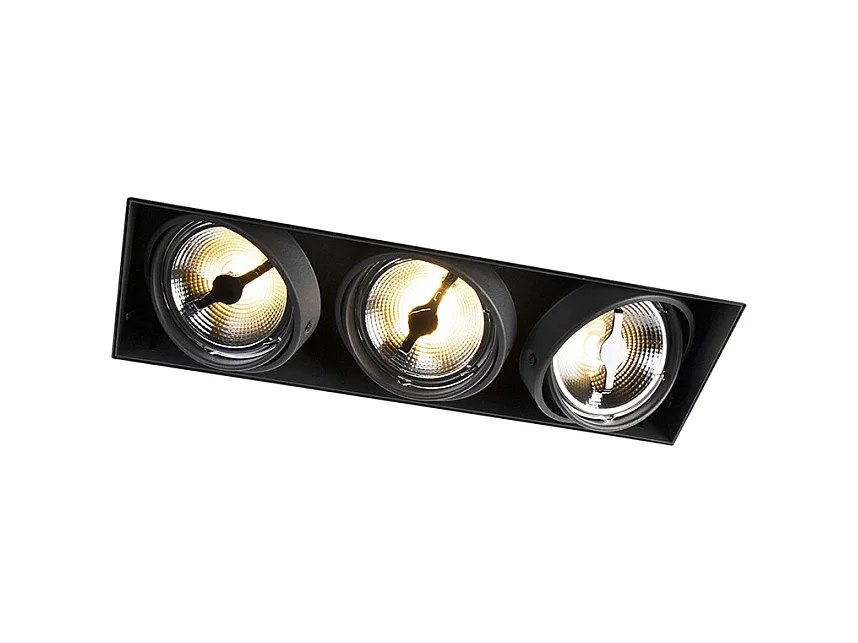 Spot encastré noir AR111 sans bordure 3 lumières - Oneon