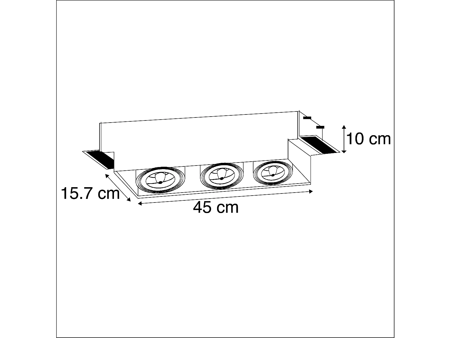 Spot encastré noir AR111 sans bordure 3 lumières - Oneon
