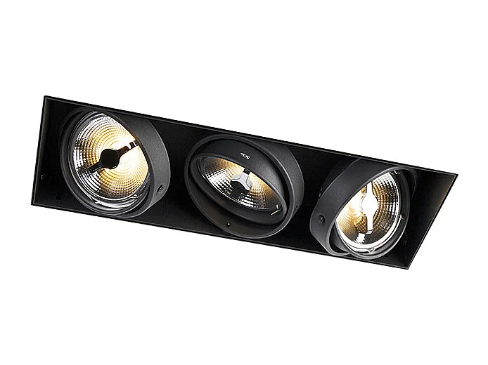 Spot encastré noir AR111 sans bordure 3 lumières - Oneon