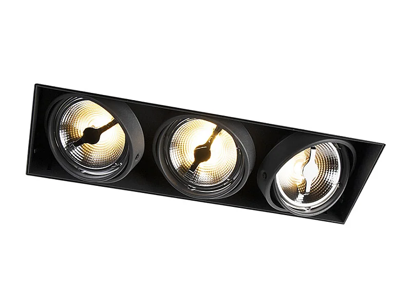Spot encastré noir AR111 sans bordure 3 lumières - Oneon