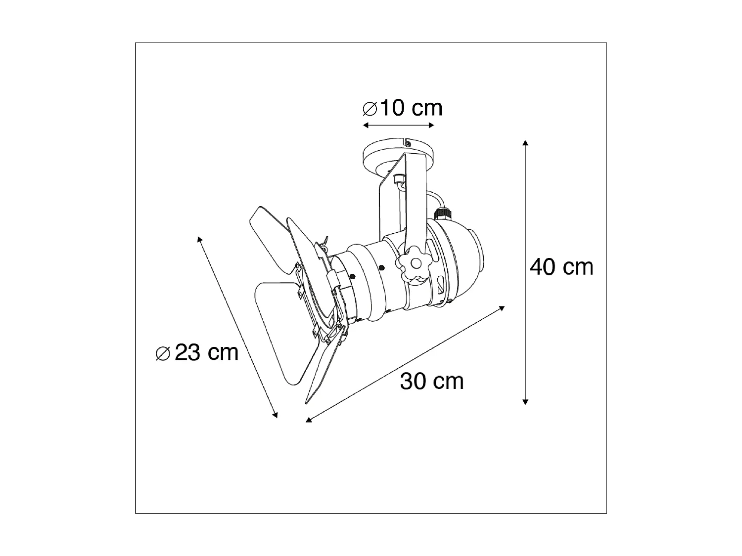 Spot de studio industriel noir rotatif et inclinable - Film