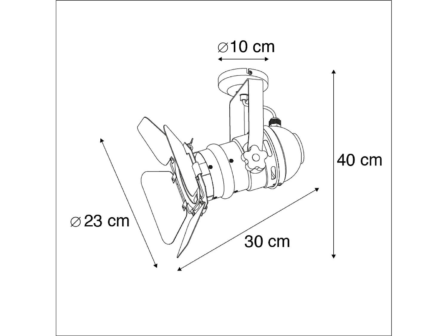 Spot de studio industriel noir orientable et inclinable - Movie