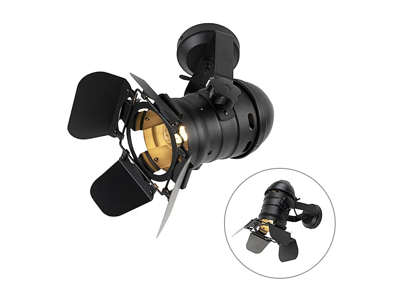 Spot de studio industriel noir orientable et inclinable - Movie