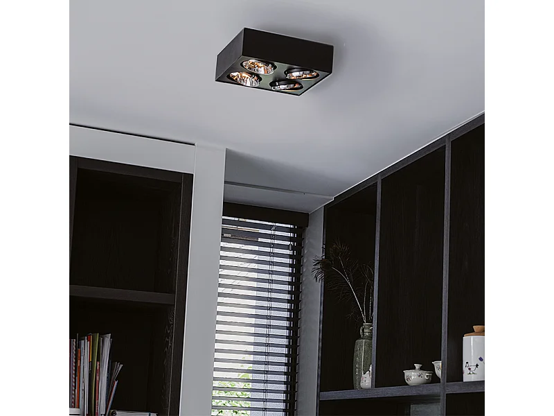 Spot design carré noir 4 lumières - Kaya