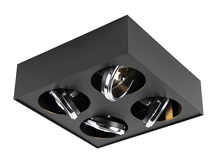 Spot design carré noir 4 lumières - Kaya