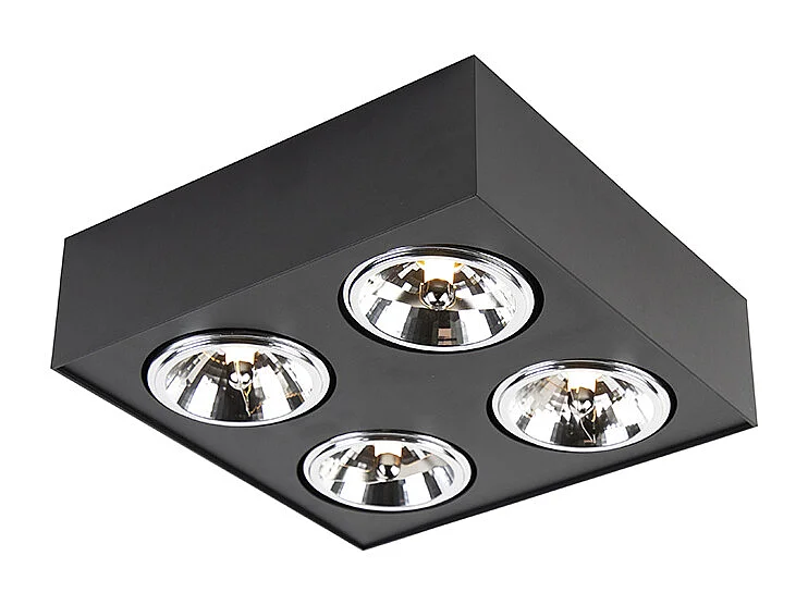 Spot design carré noir 4 lumières - Kaya