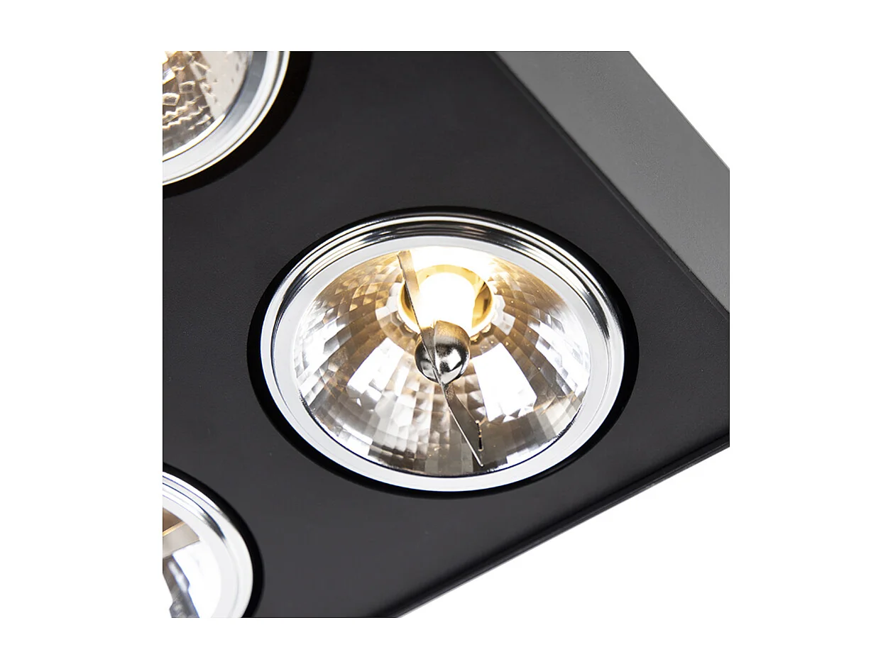 Spot design carré noir 4 lumières - Kaya
