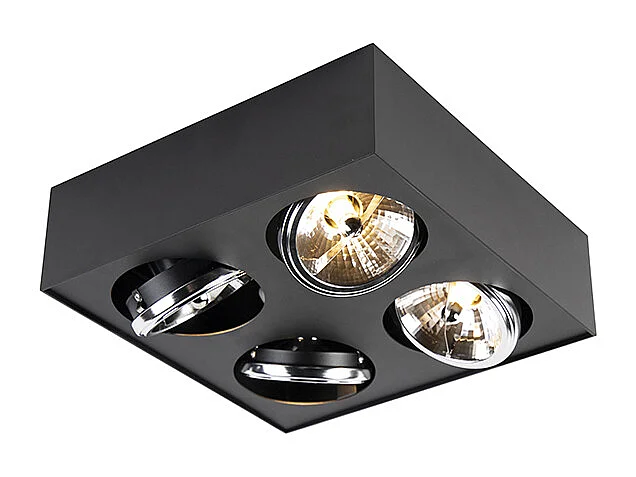 Spot design noir carré 4 lumières - Kaya