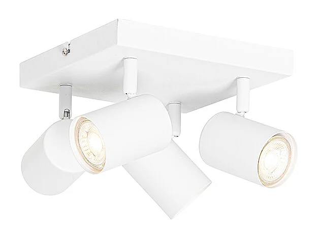 Plafonnier moderne blanc 4 lumières orientable carré - Jeana
