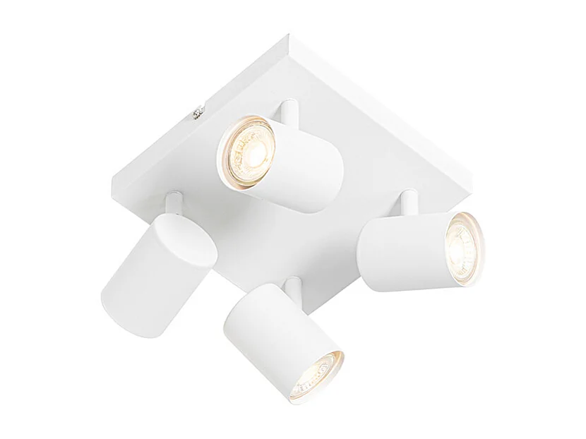 Plafonnier moderne blanc 4 lumières carré réglable - Jeana