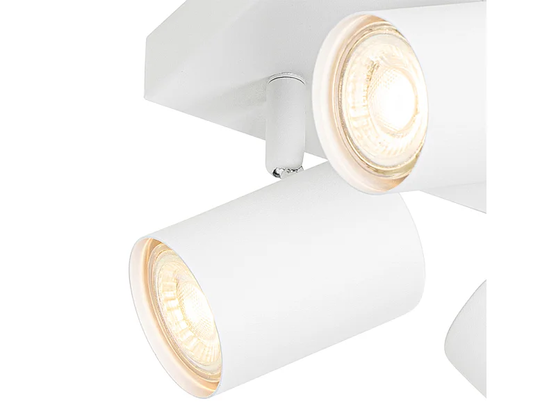Plafonnier moderne blanc 4 lumières carré réglable - Jeana