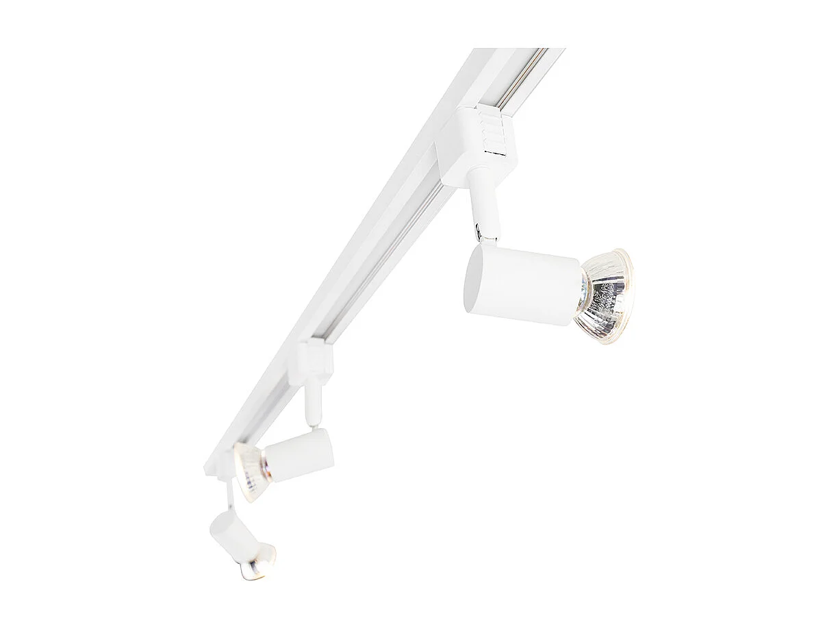 Système sur rail moderne avec 3 spots monophasé blanc - Jeany
