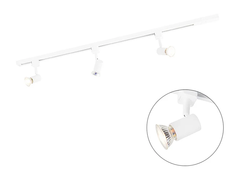 Système sur rail moderne avec 3 spots monophasé blanc - Jeany