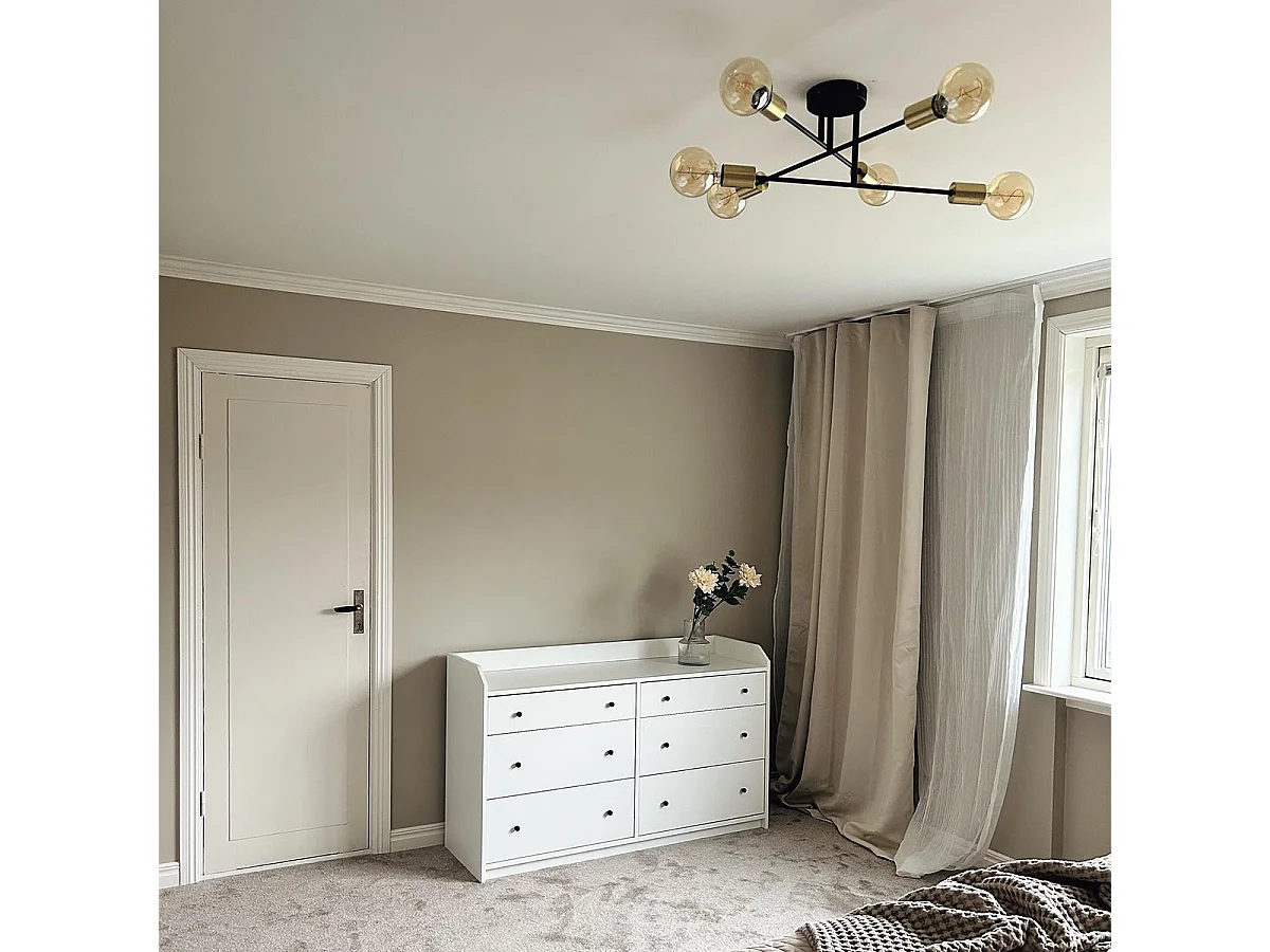 Plafonnier industriel noir avec or 6 lumières - Sydney