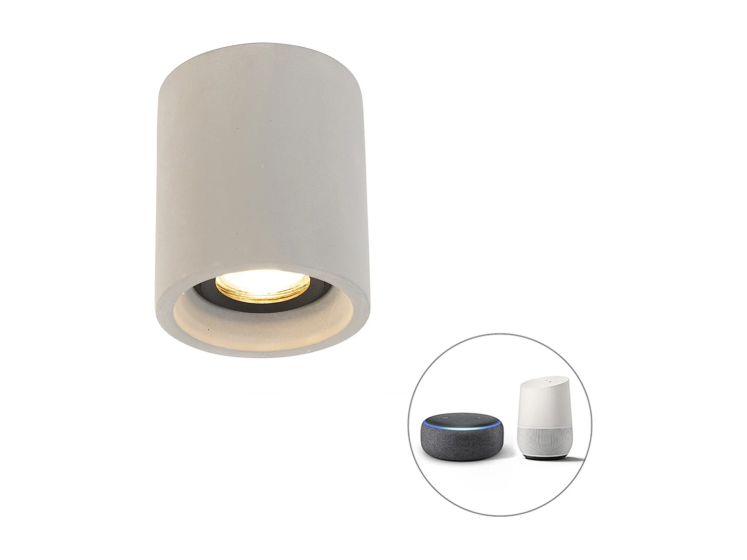 Spot encastré rond intelligent en béton avec Wifi GU10 - Deep