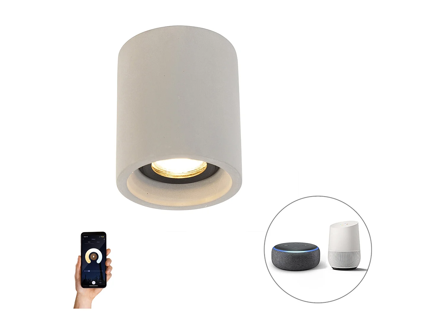 Spot encastré rond intelligent en béton avec Wifi GU10 - Deep