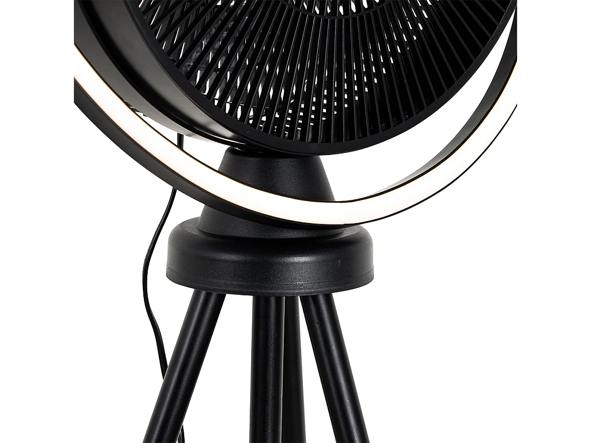Trépied de ventilateur de sol noir avec LED réglable en 3 étapes - Marleen