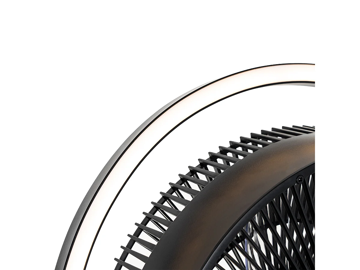 Trépied de ventilateur de sol noir avec LED réglable en 3 étapes - Marleen