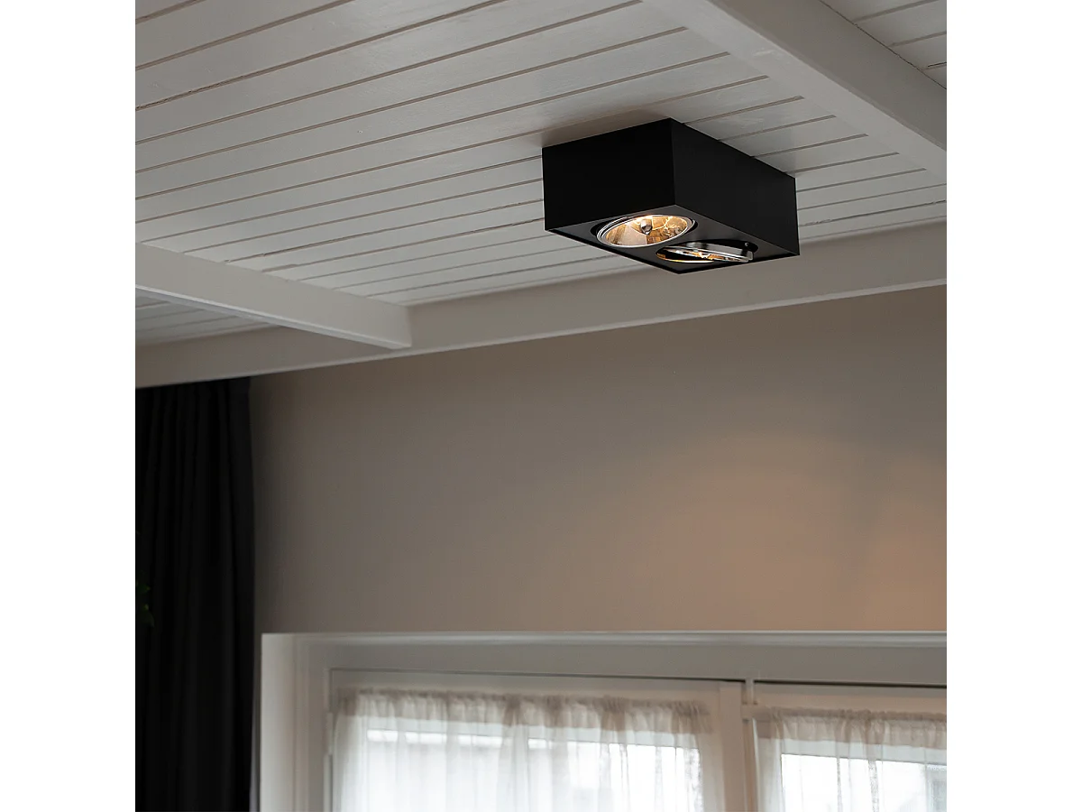 Spot design carré noir 2 lumières - Kaya
