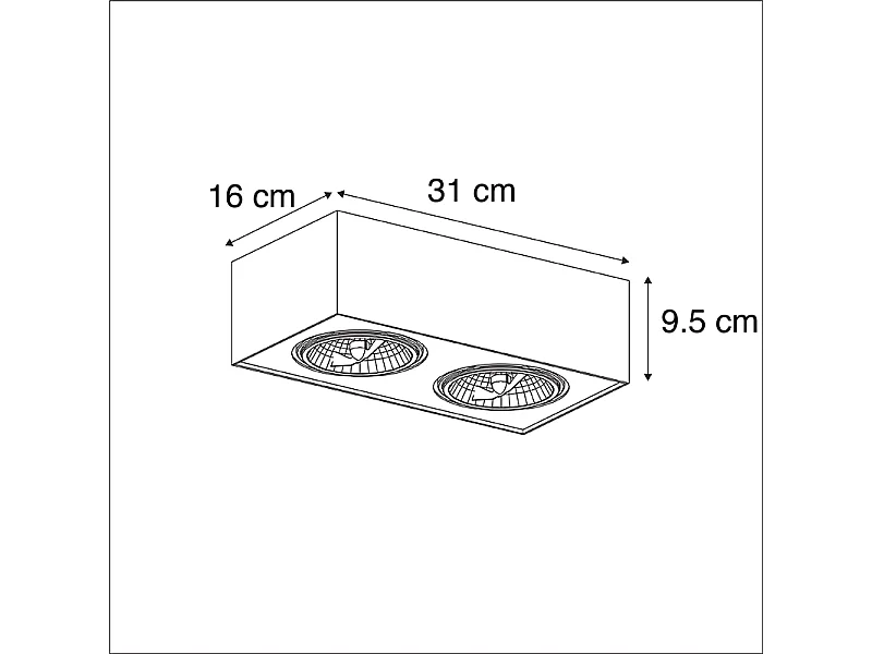 Spot carré noir 2 lumières - Kaya