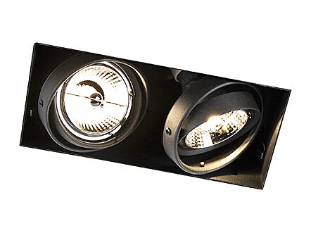 Spot encastré noir GU10 AR70 sans bordure 2 lumières - Oneon