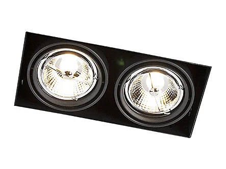 Spot encastré noir GU10 AR70 sans bordure 2 lumières - Oneon