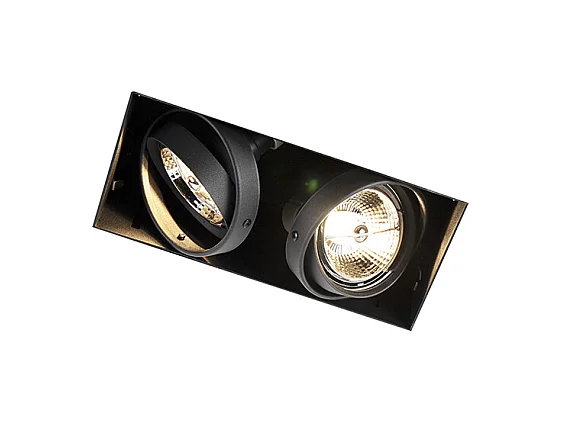 Spot encastré noir GU10 AR70 sans bordure 2 lumières - Oneon