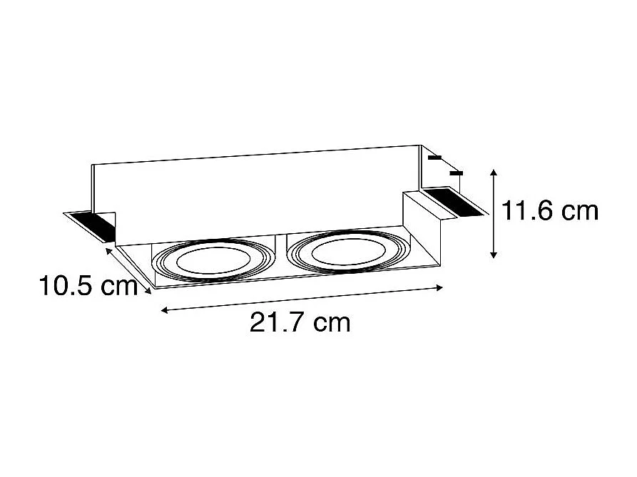 Spot encastré noir GU10 AR70 sans bordure 2 lumières - Oneon