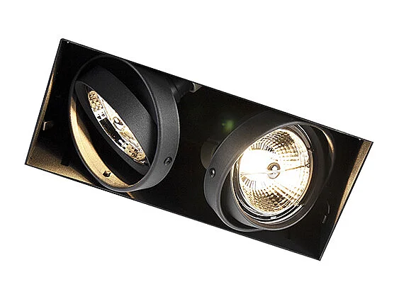 Spot encastré noir GU10 AR70 sans bordure 2 lumières - Oneon