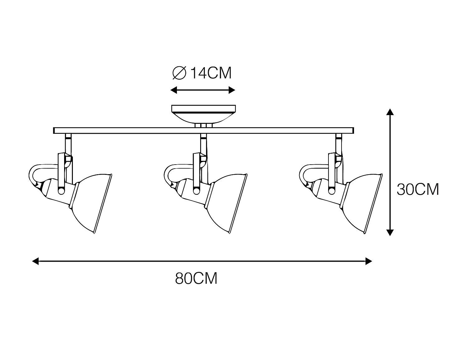 Spot industriel anthracite orientable et inclinable 3 lumières - Tommy