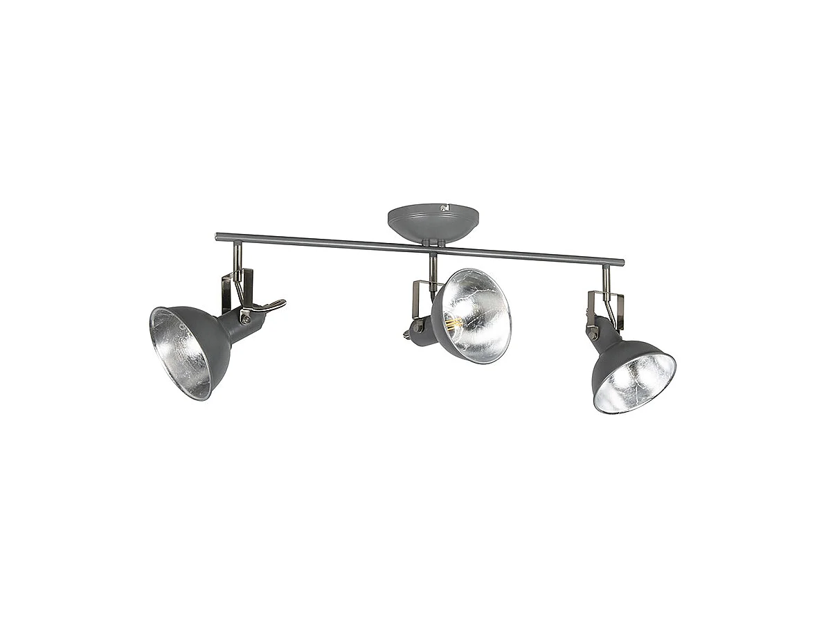 Spot industriel anthracite orientable et inclinable 3 lumières - Tommy