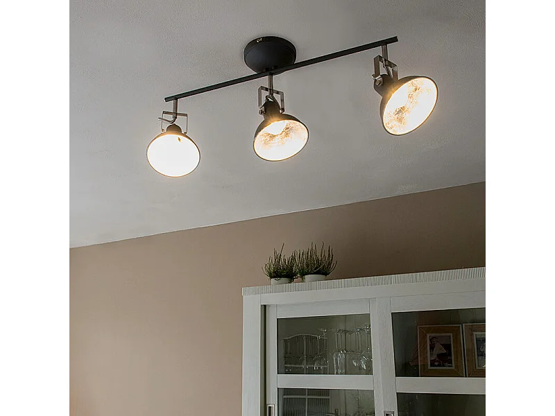 Spot industriel anthracite orientable et inclinable 3 lumières - Tommy